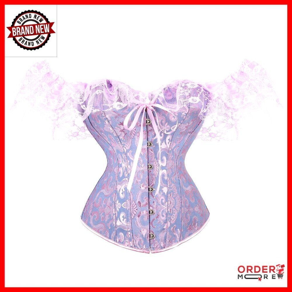 Lace Sleeve Corset Top Boned Bustier Body Shaper Lingerie Y2K Retro Chic